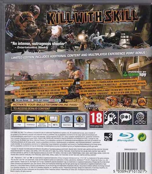 Bulletstorm Limited Edition - PS3 (B Grade) (Genbrug)